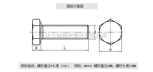 DIN933全牙不銹鋼外六角是不銹鋼緊固件系列中常用的一種，和螺母相配合，使用在對(duì)產(chǎn)品有較高的防腐要求和表面光潔度要求較高的地方,不銹鋼外六角螺絲一般有全牙和半牙兩種 ，而半牙的產(chǎn)品則分為粗桿半牙和細(xì)桿半牙。生產(chǎn)不銹鋼外六角螺絲材料常用的有SUS304和SUS316兩種。流通的不銹鋼外六角螺絲大部分均為全牙。尺寸規(guī)格1