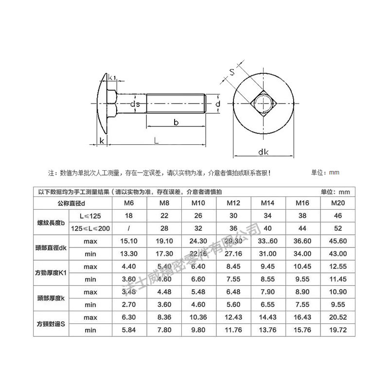 GB12小頭馬車螺栓|法士威不銹鋼方頸螺絲規(guī)格