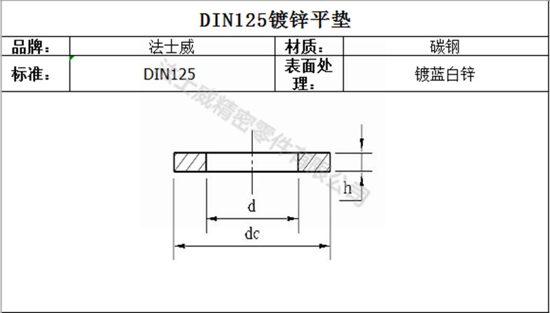 碳鋼DIN125鍍鋅平墊 鍍藍白鋅墊圈-規(guī)格